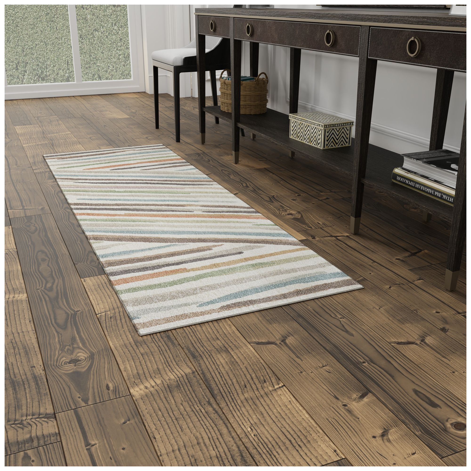 Image 3 Eden Abstract Indoor Ivory Area Rug 39QXF 2'-6" x 7'-3" more views