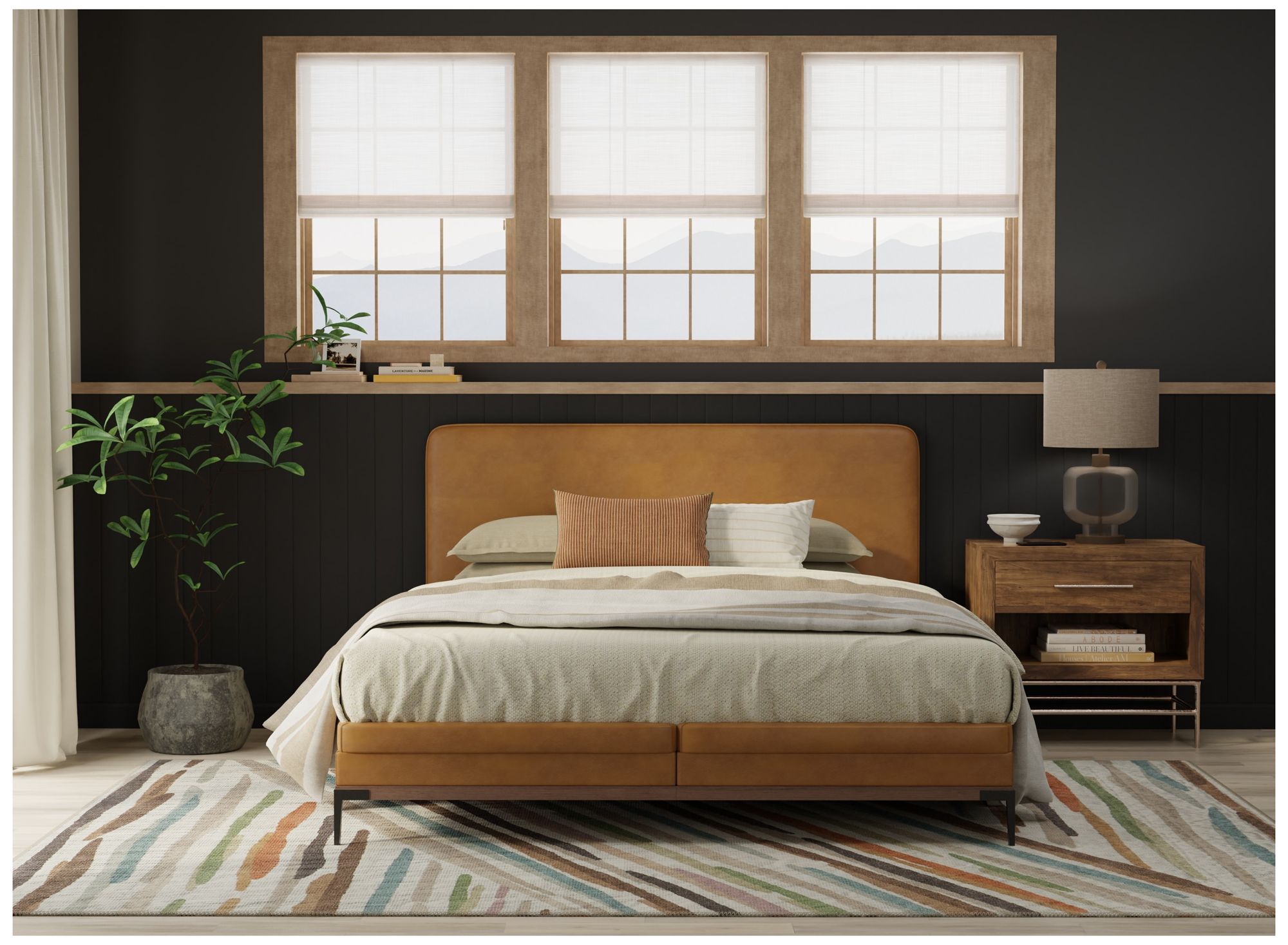 Image 3 Eden Abstract Indoor Ivory Area Rug 39QXF 6'-4" x 9'-2" more views