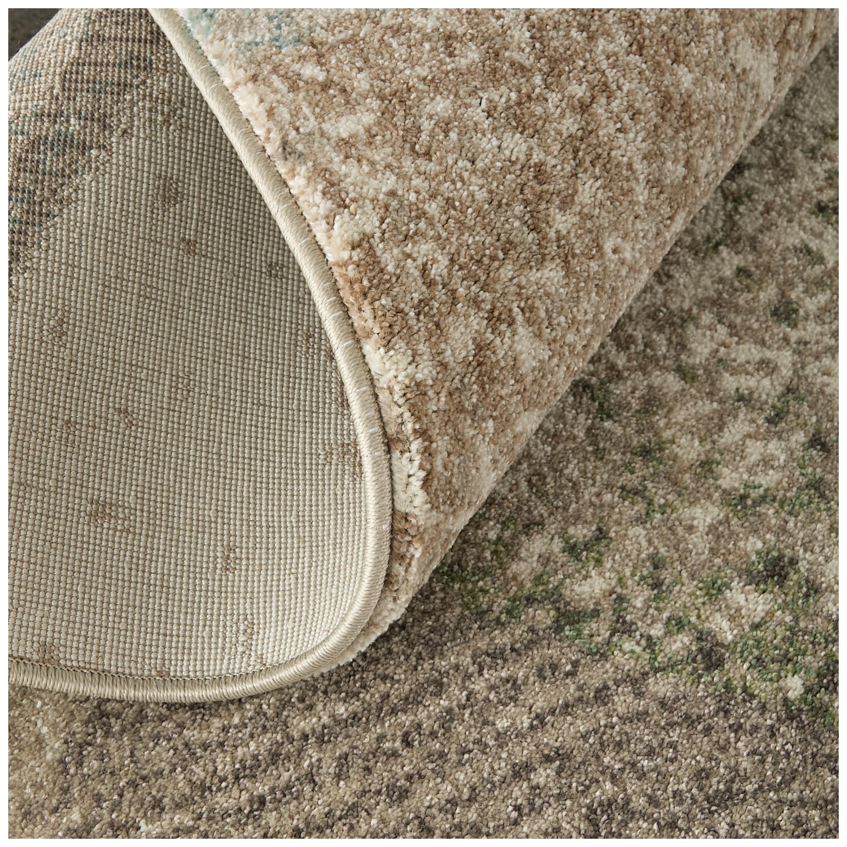 Eden Color Block Indoor Ivory Area Rug 39QVF 6'-4" x 9'-2"