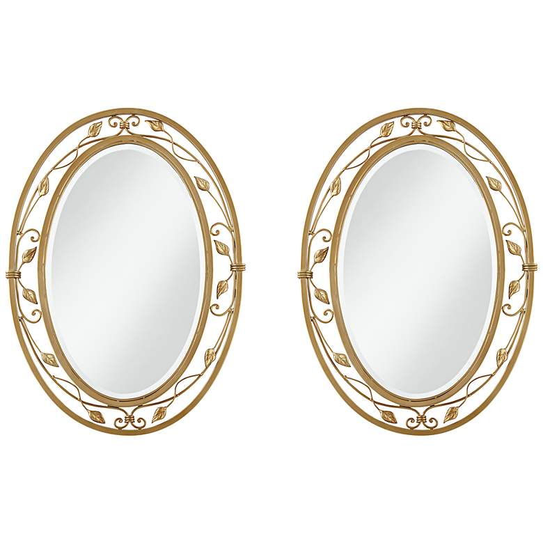 Image 1 Eden Park Gold 24" x 34" Oval Wall Mirrors Set of 2