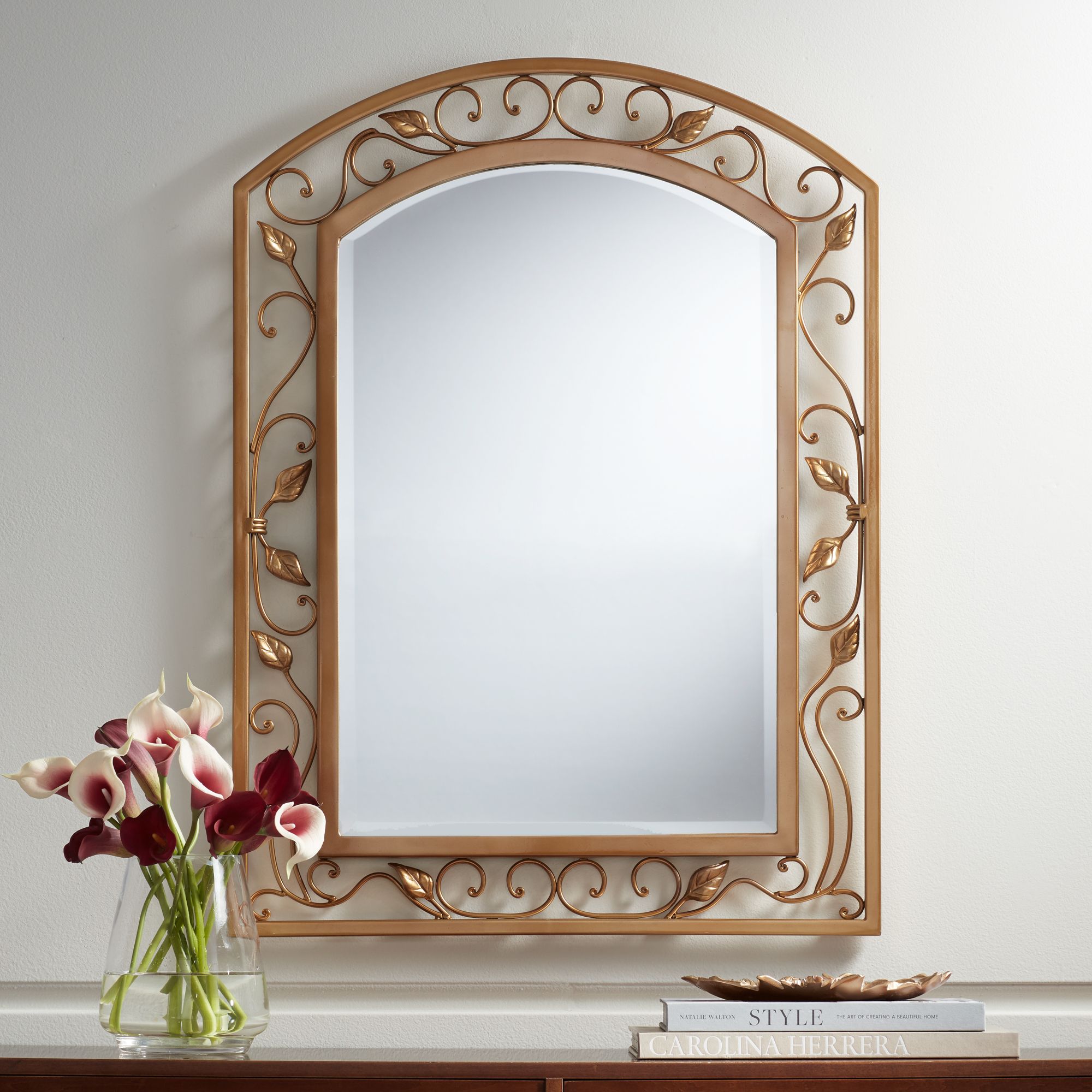Eden Park Gold 25" x 34" Arch Top Wall Mirrors Set of 2