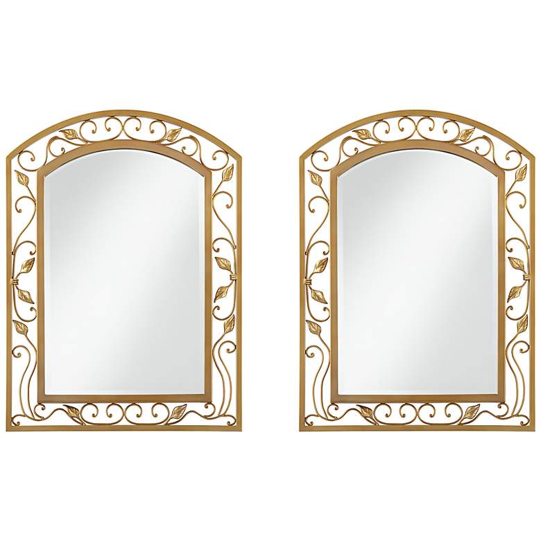 Image 1 Eden Park Gold 25" x 34" Arch Top Wall Mirrors Set of 2