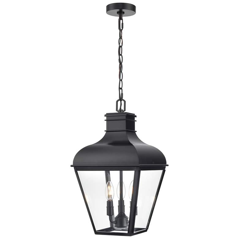Image 1 Edenton 11" Wide 3-Light Outdoor Hanging Pendant in Matte Black