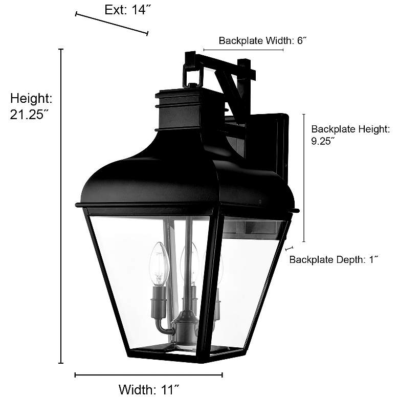 Image 7 Edenton 21.25" High 3-Light Outdoor Wall Sconce in Matte Black more views