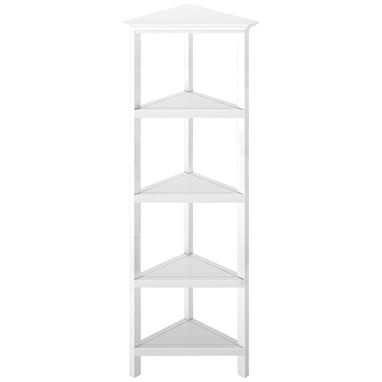 Image 1 Edenton 26 3/4 inch Wide White Wood 4-Shelf Tall Corner Bookcase