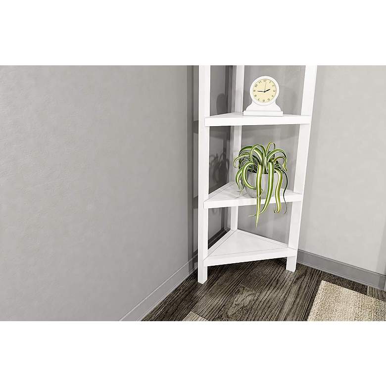 Image 3 Edenton 26 3/4" Wide White Wood 4-Shelf Tall Corner Bookcase more views
