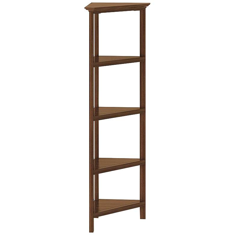 Image 4 Edenton 26 3/4"W Walnut Wood 4-Shelf Tall Corner Bookcase more views