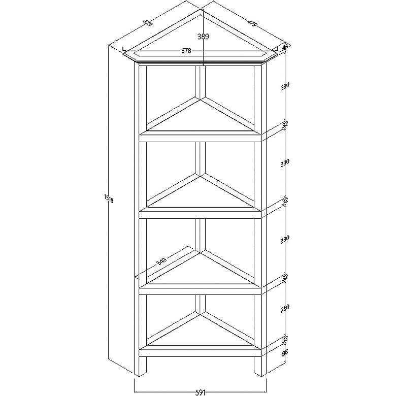 Image 6 Edenton 26 3/4 inchW Walnut Wood 4-Shelf Tall Corner Bookcase more views