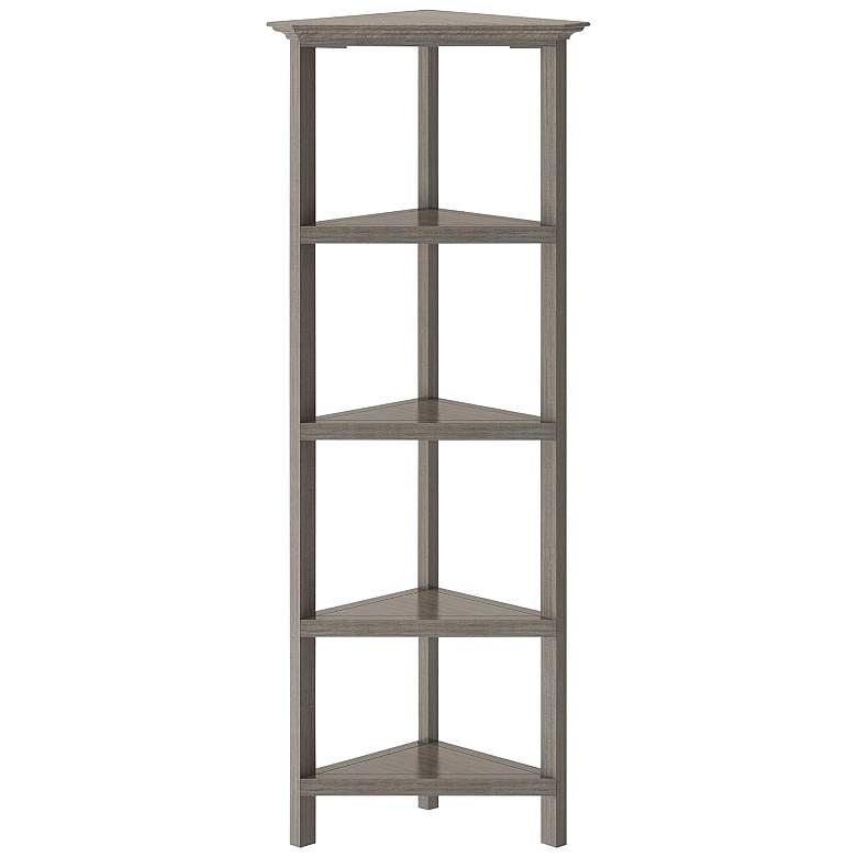Image 1 Edenton 26 3/4 inchW Washed Gray 4-Shelf Tall Corner Bookcase
