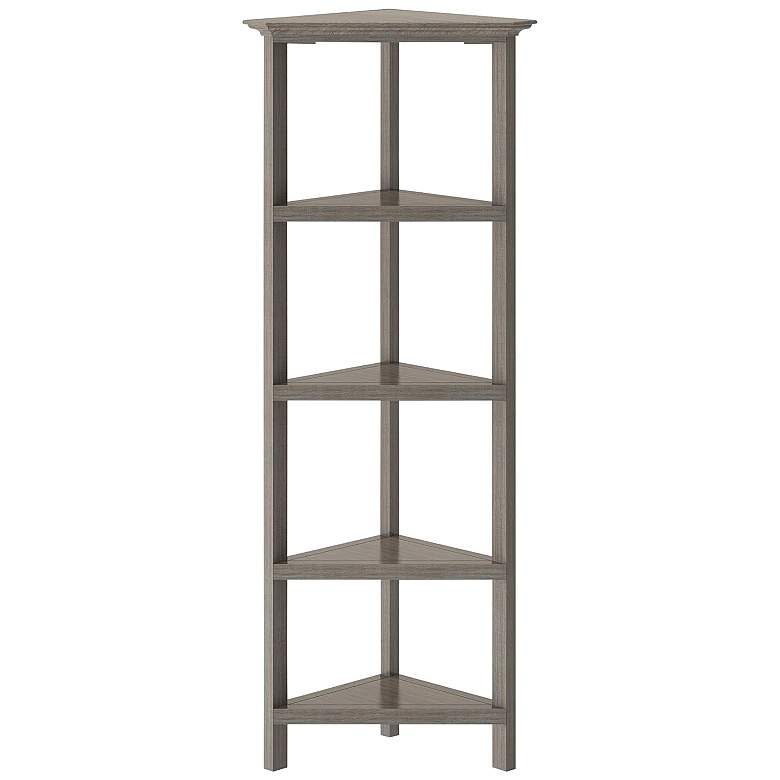 Image 1 Edenton 26 3/4"W Washed Gray 4-Shelf Tall Corner Bookcase