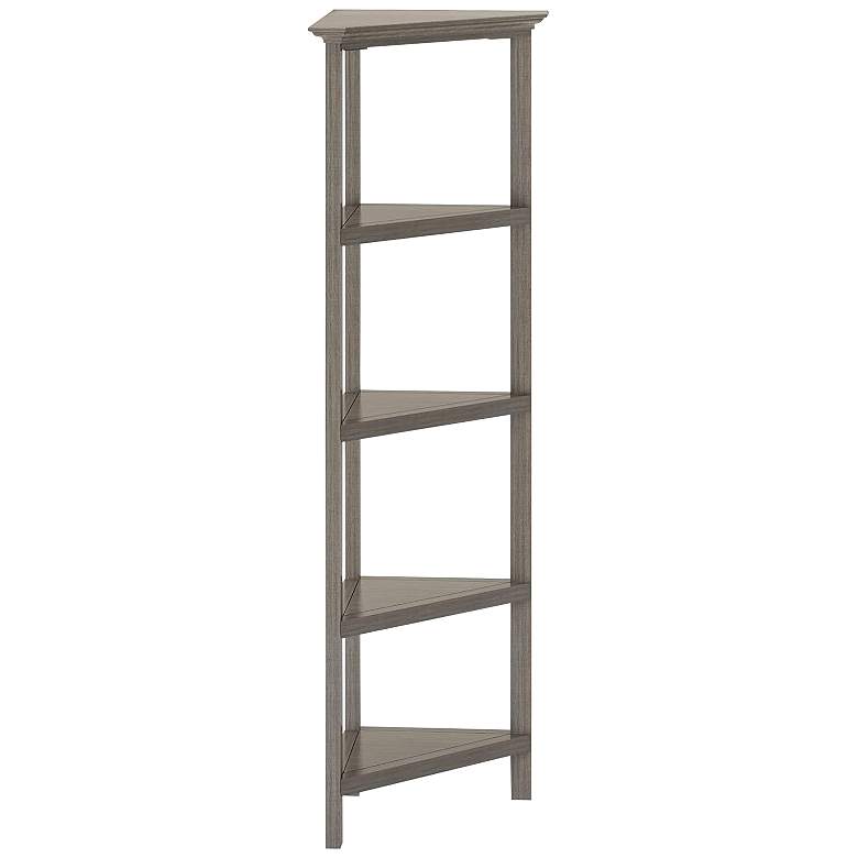 Image 3 Edenton 26 3/4"W Washed Gray 4-Shelf Tall Corner Bookcase more views