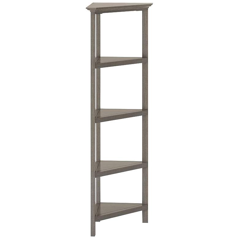 Image 3 Edenton 26 3/4 inchW Washed Gray 4-Shelf Tall Corner Bookcase more views