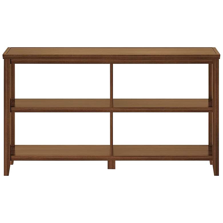 Image 4 Edenton 54 inch Wide Walnut Wood 2-Shelf Low Bookshelf more views