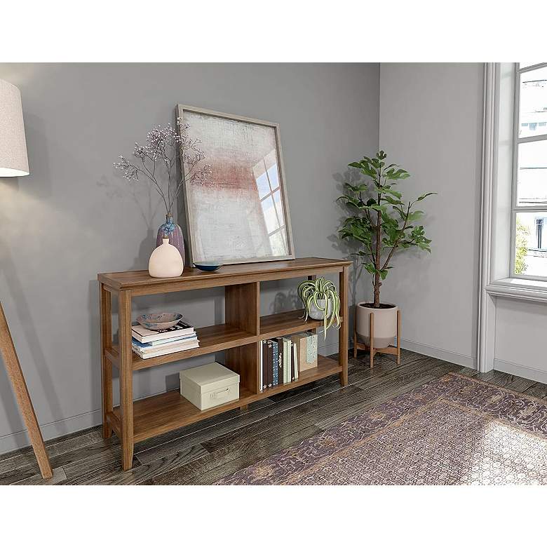 Image 5 Edenton 54" Wide Walnut Wood 2-Shelf Low Bookshelf more views