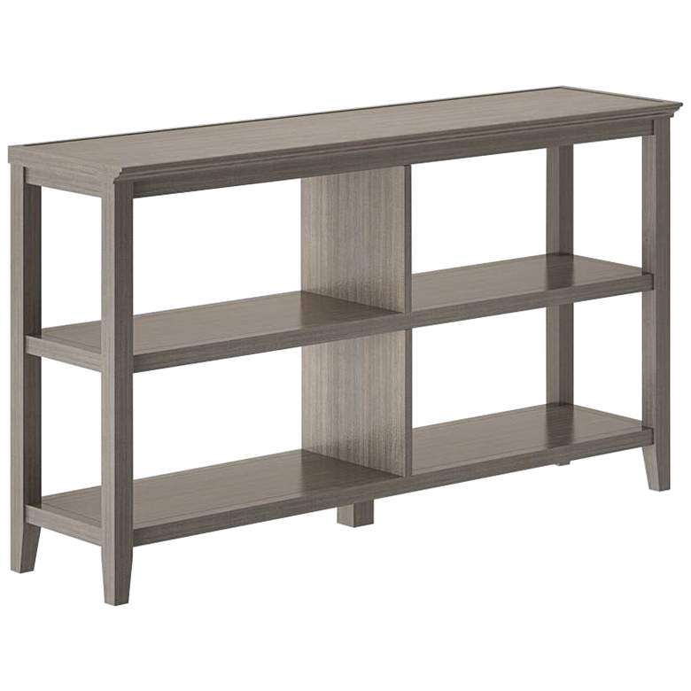Image 1 Edenton 54 inch Wide Washed Gray Wood 2-Shelf Low Bookshelf