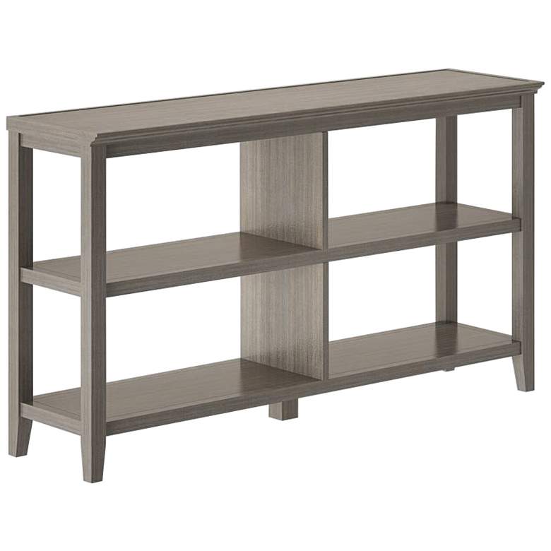 Image 1 Edenton 54" Wide Washed Gray Wood 2-Shelf Low Bookshelf