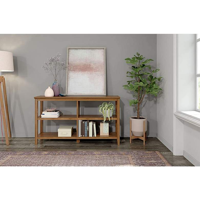 Image 4 Edenton 54 inch Wide Washed Gray Wood 2-Shelf Low Bookshelf more views