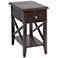 Edenton Cordovan Brown Side Table with Outlets and USB Ports
