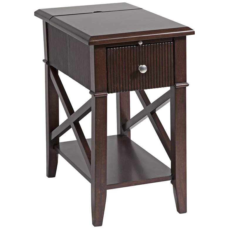 Image 1 Edenton Cordovan Brown Side Table with Outlets and USB Ports