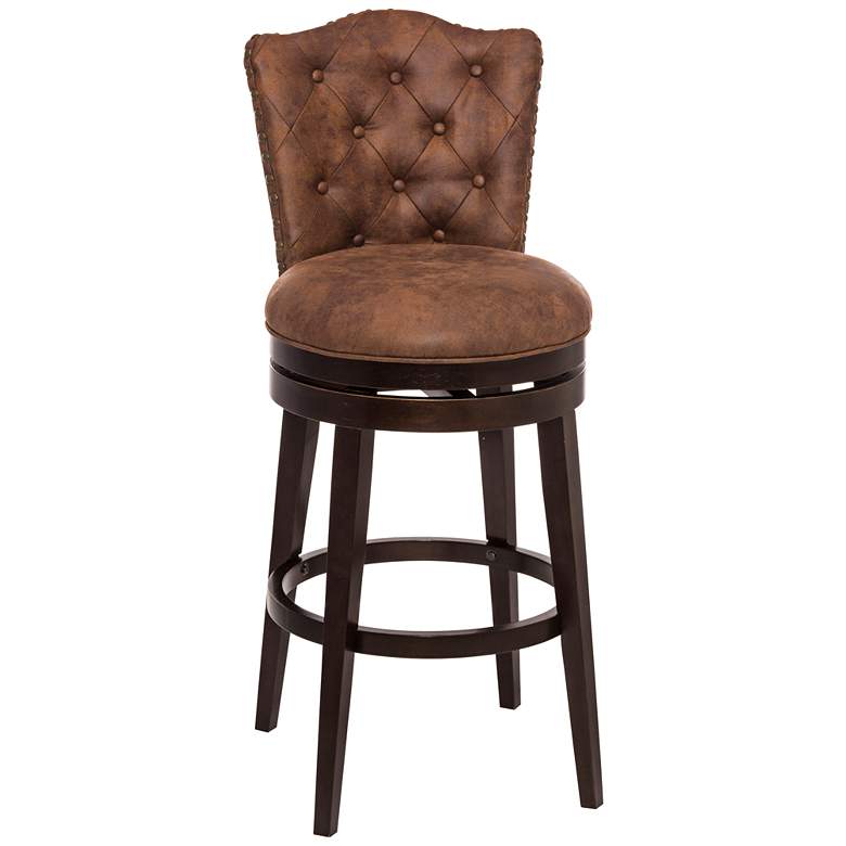 Edenwood 26&quot; Chestnut Faux Leather Swivel Counter Stool