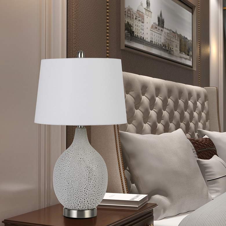 Image 1 Edessa Fossil White Speckled Textured Ceramic Table Lamp