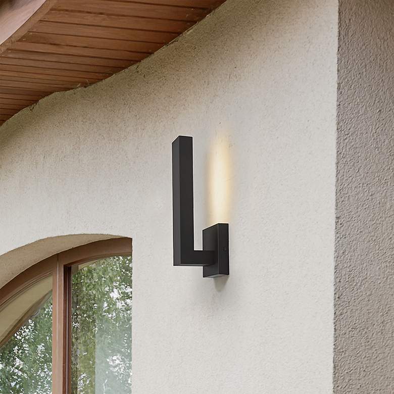 Image 2 Edge 12 inch High Black LED Outdoor Wall Light