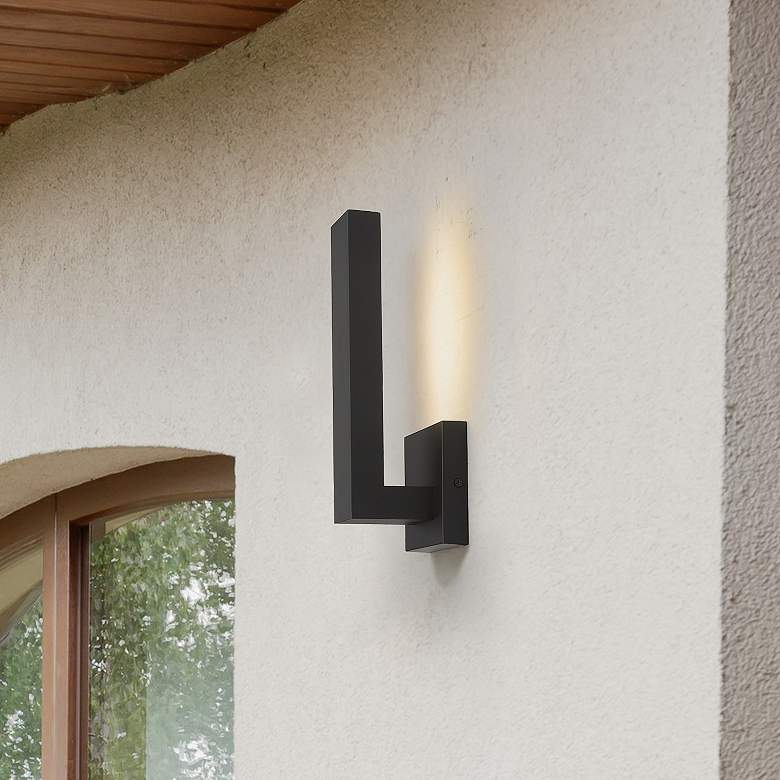 Image 2 Edge 12 inch High Black LED Outdoor Wall Light