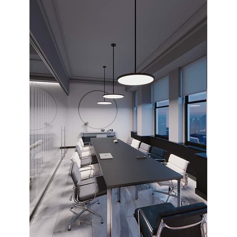 Image 4 Edge 24" Wide Round Black LED Pendant more views