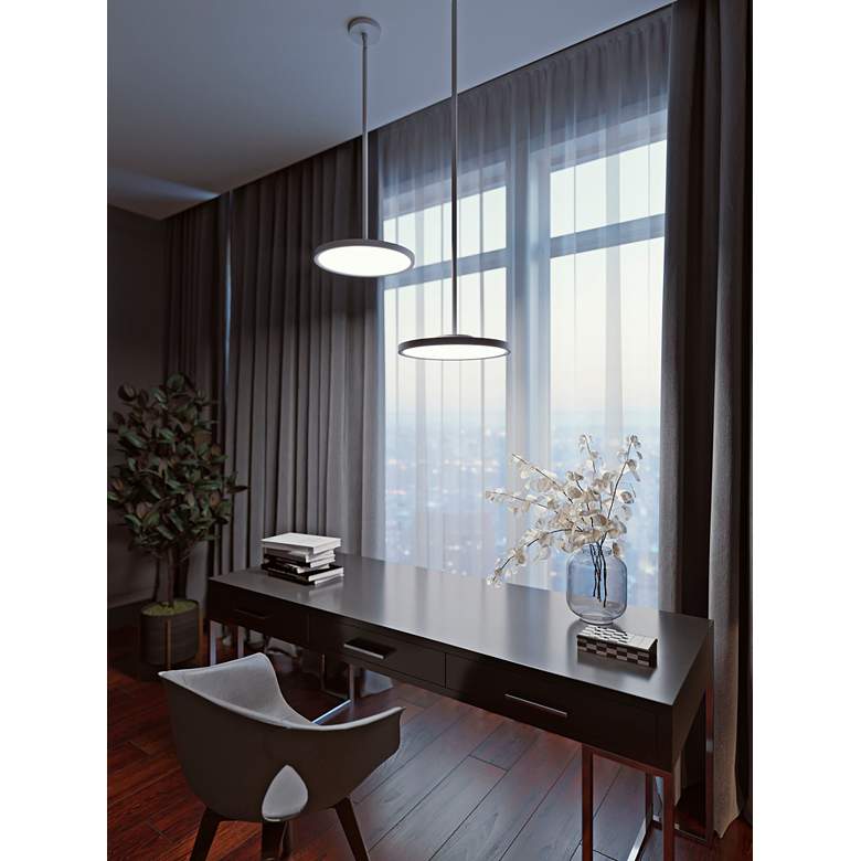Image 2 Edge 24" Wide Round Black LED Pendant more views