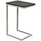 Edge High Gloss Gray Top and Metal Accent Table