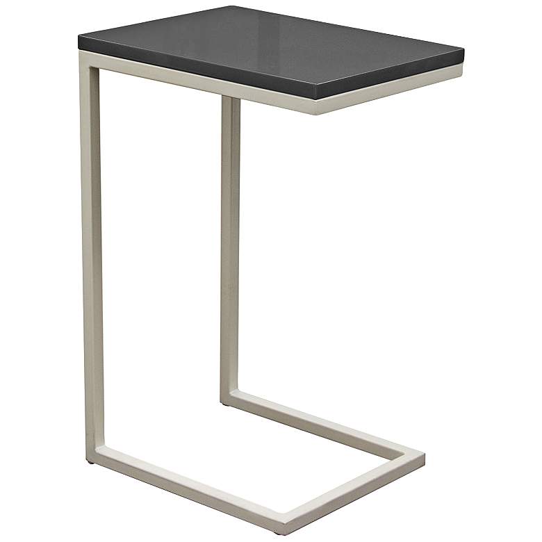 Image 1 Edge High Gloss Gray Top and Metal Accent Table