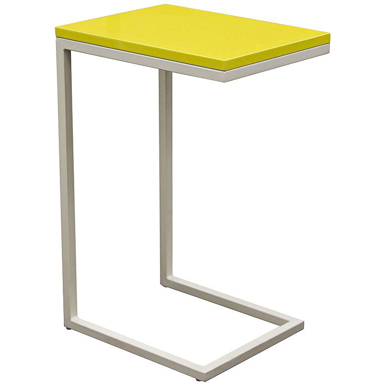 Image 1 Edge High Gloss Yellow Top and Metal Accent Table