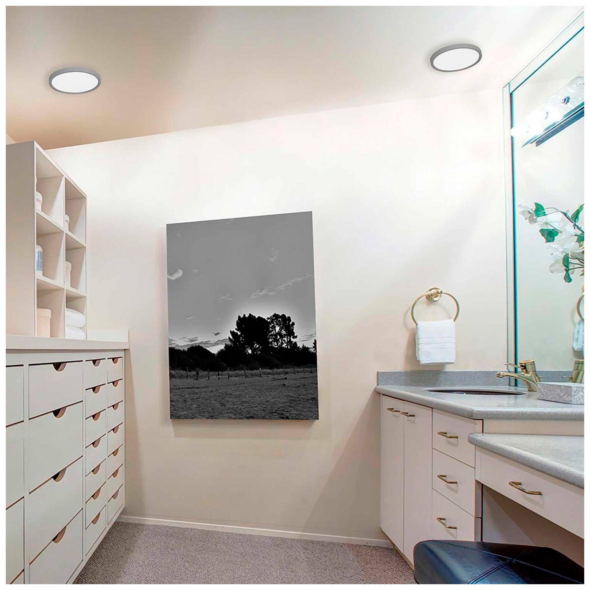 Image 2 Edge Round 12" Wide Black LED Flush Mount Dimmer Compatible more views