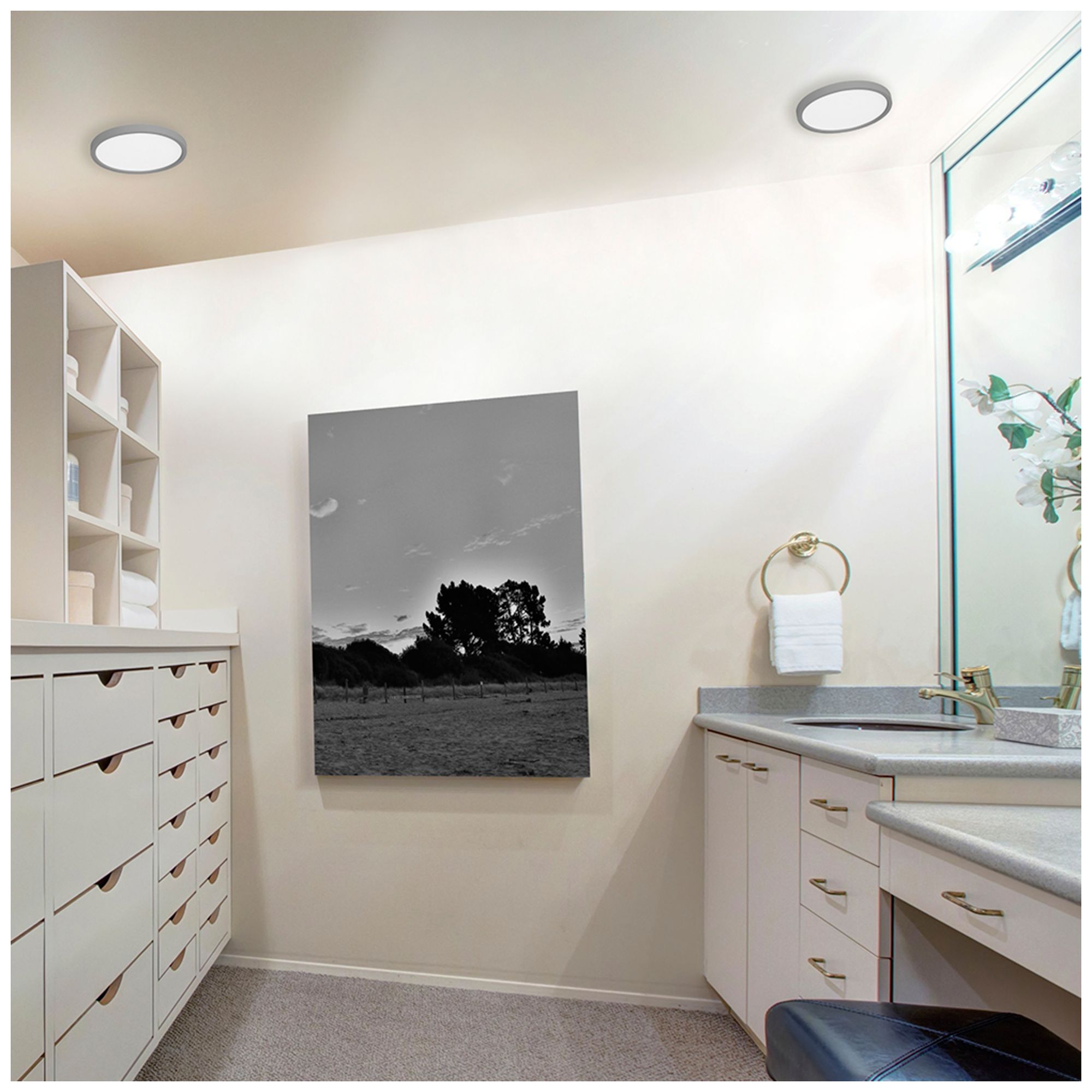 Image 2 Edge Round 12" Wide Satin Nickel LED Flush Mount more views