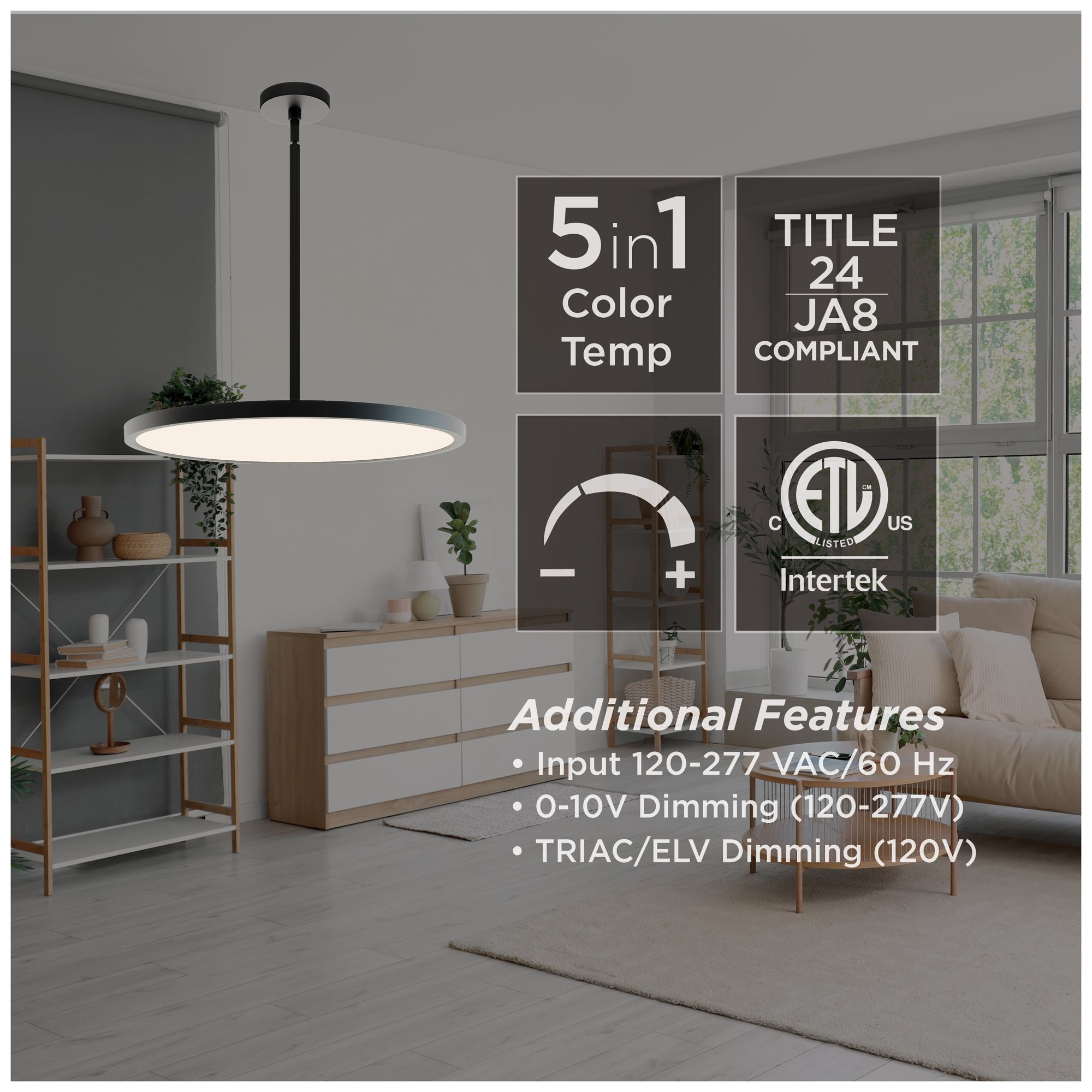 Image 4 Edge Round 20" Wide Black LED Pendant more views