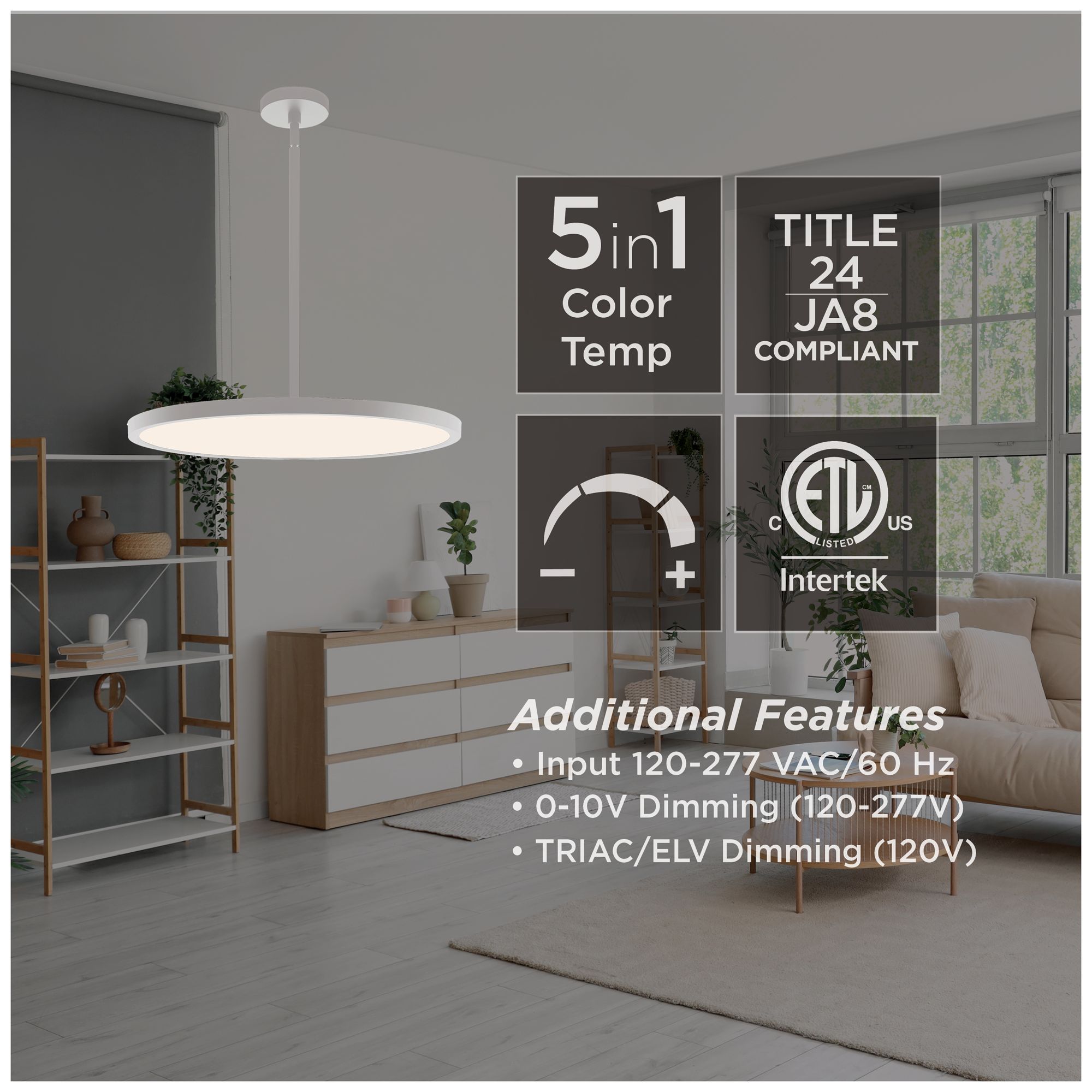 Image 4 Edge Round 20" Wide Satin Nickel LED Pendant more views