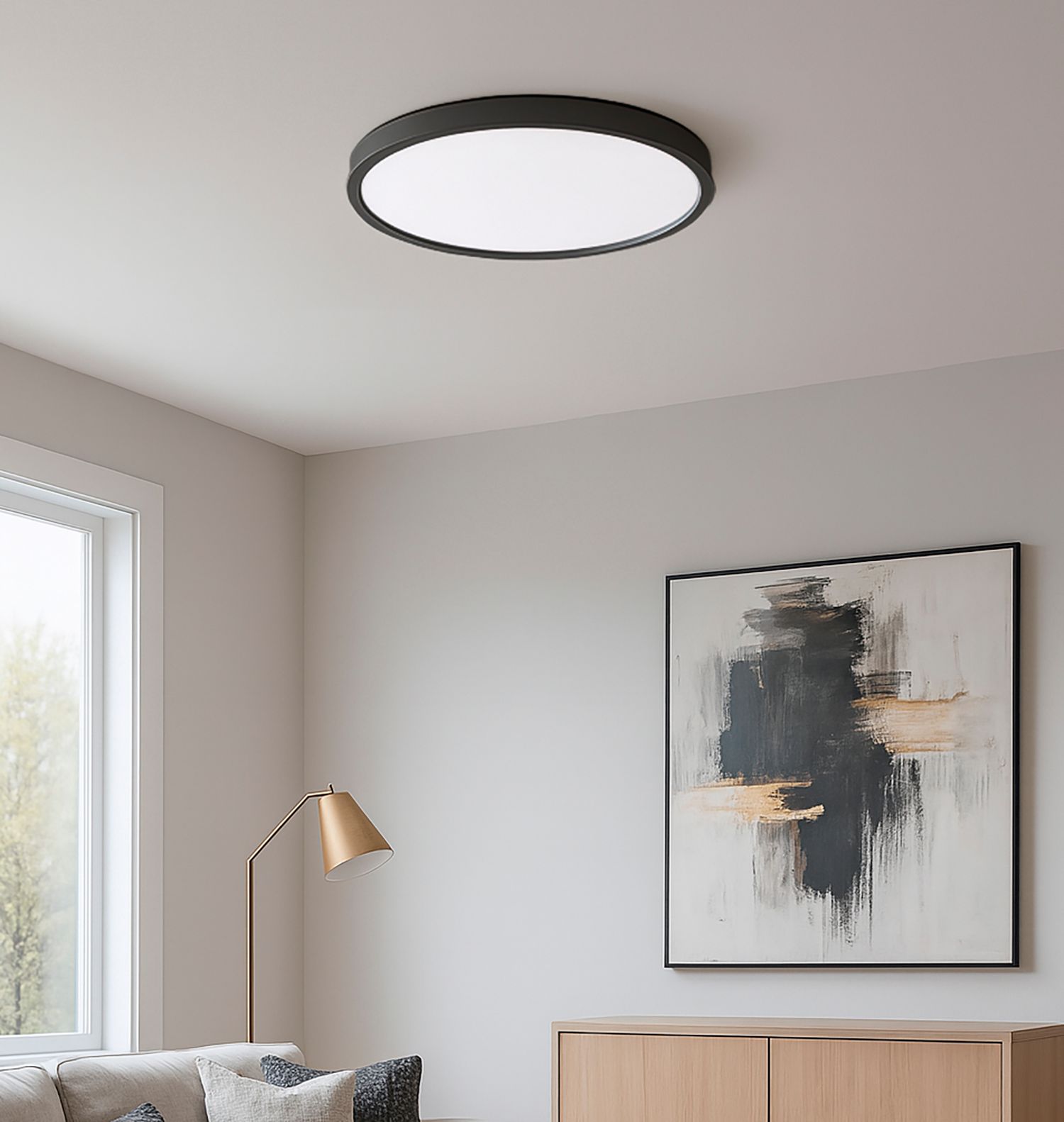 Image 3 Edge Round 24" Wide Black LED Flush Mount Dimmer Compatible more views