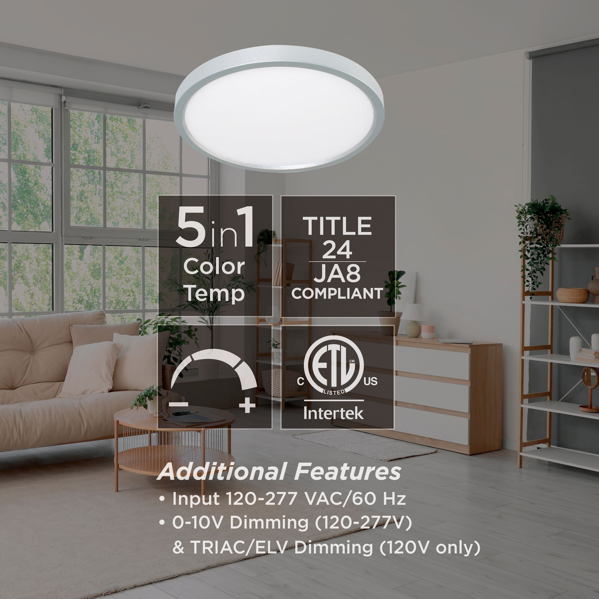 Image 5 Edge Round 24" Wide Satin Nickel LED Flush Mount more views