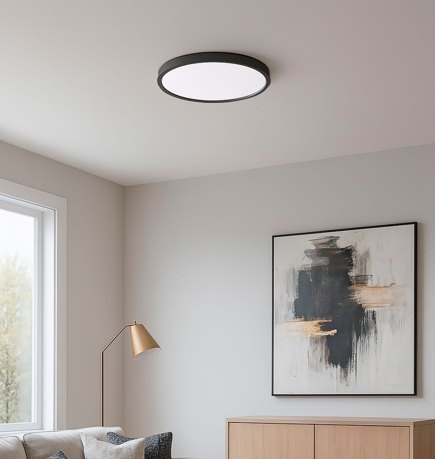 Image 3 Edge Round 24" Wide White LED Flush Mount 0-10V or 120V more views