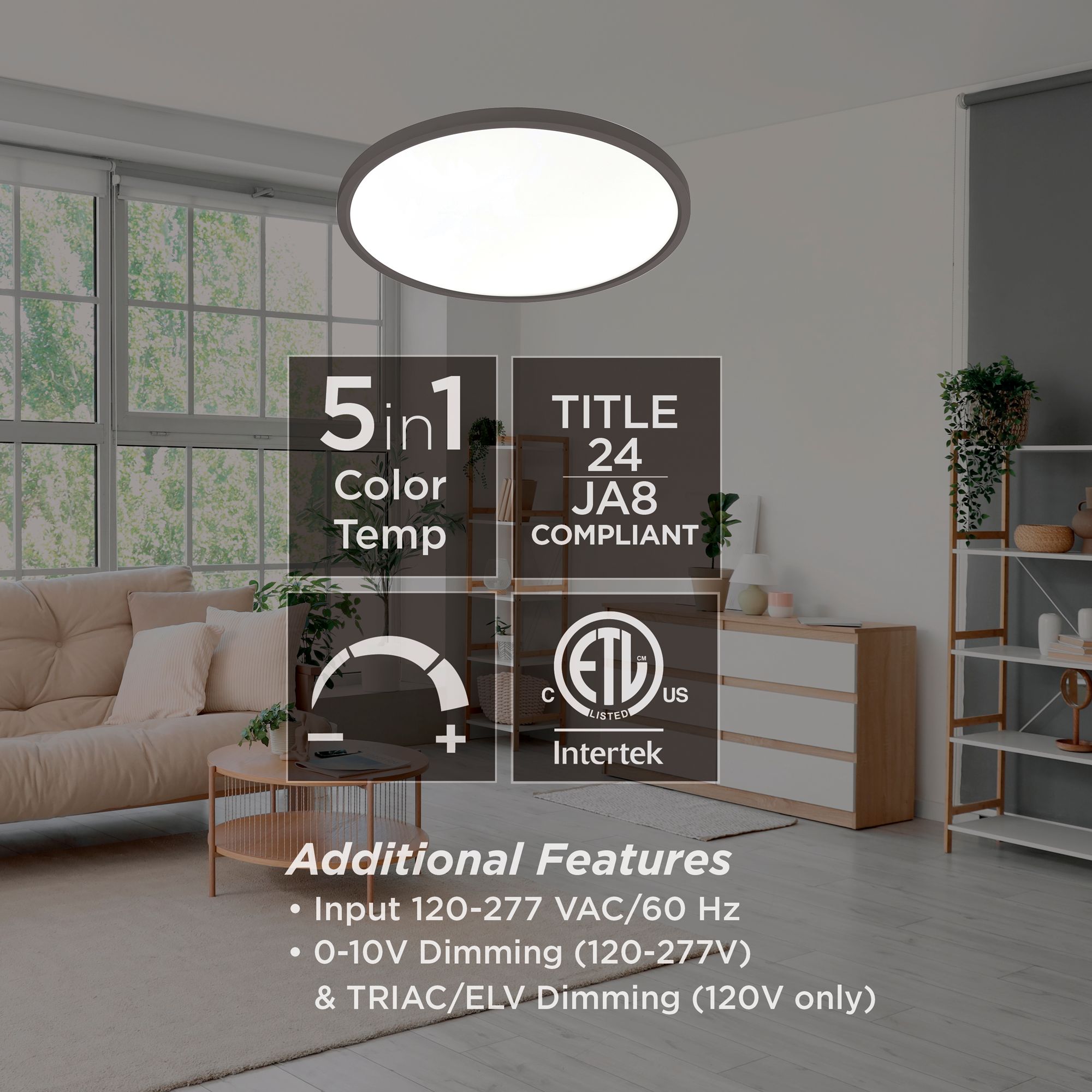 Image 4 Edge Round 24" Wide White LED Flush Mount 0-10V or 120V more views