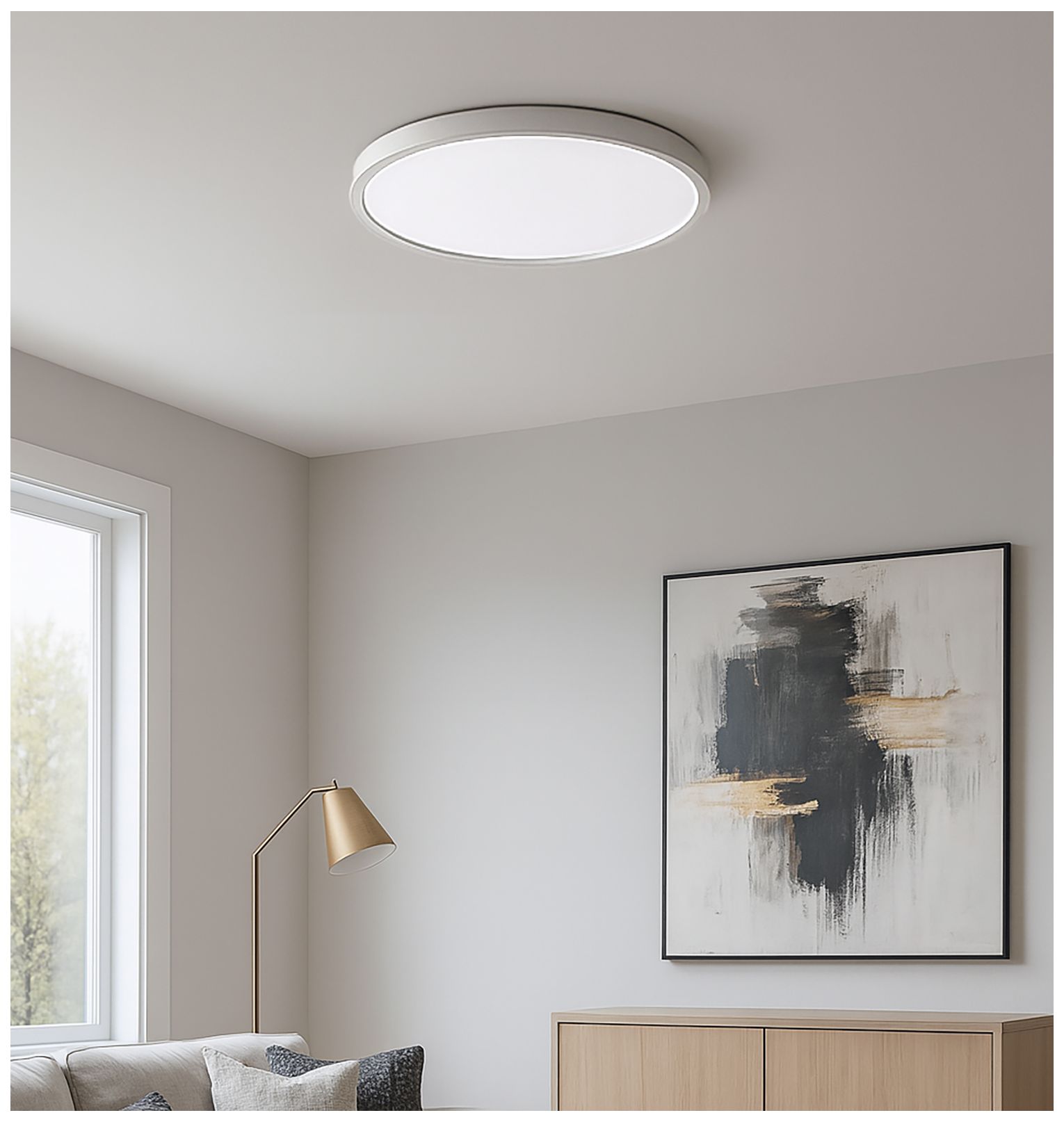 Thumbnail3 of Edge Round 8" Wide Black LED Flush Mount 1-10V Dimmer Compatible more views