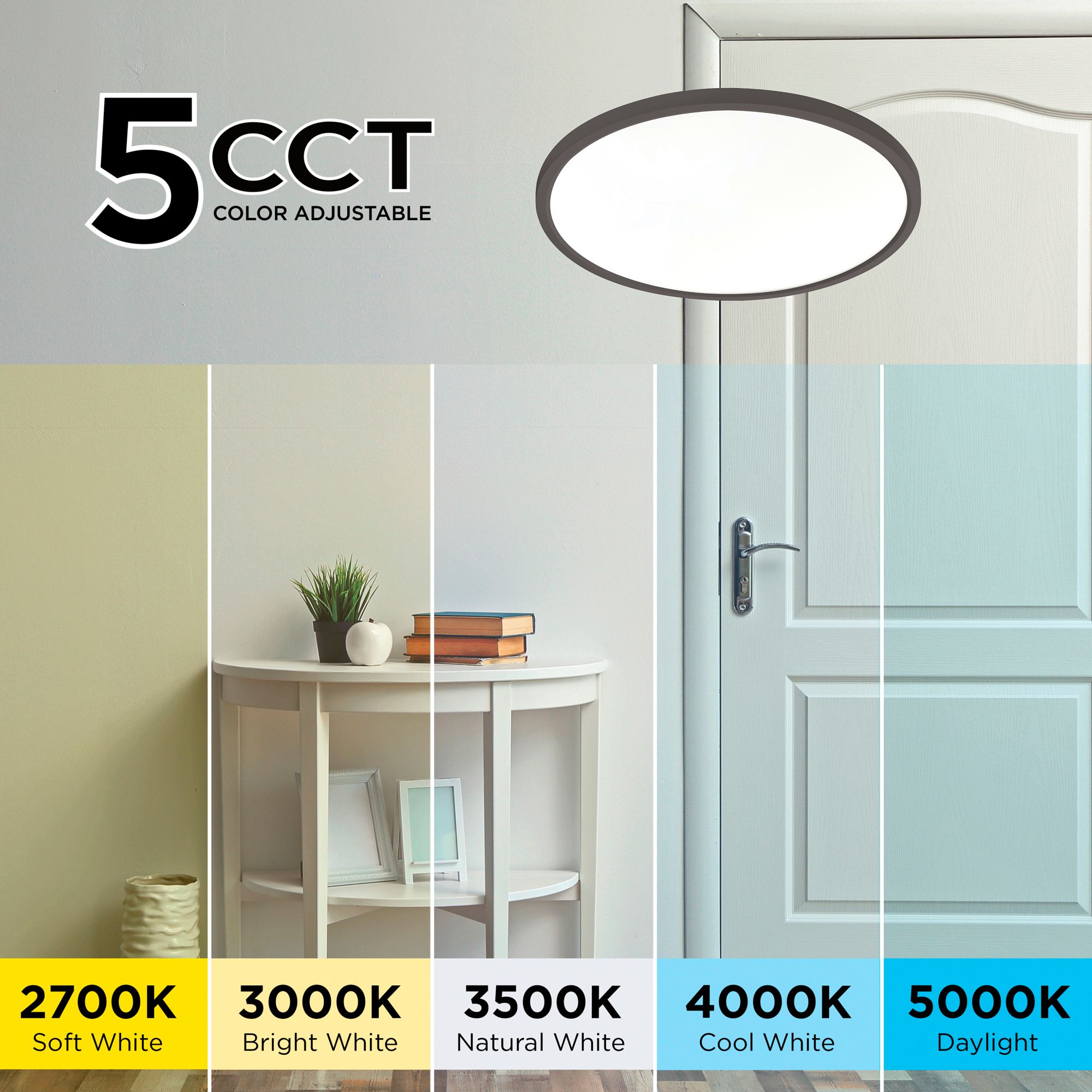 Image 4 Edge Round 8" Wide Black LED Flush Mount Dimmer Compatible more views