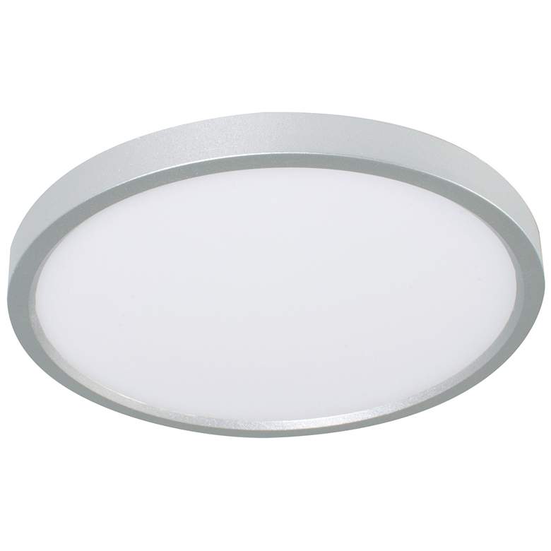 Image 1 Edge Round Large 16"W Satin Nickel LED Ceiling Light w/ White Acrylic Shade
