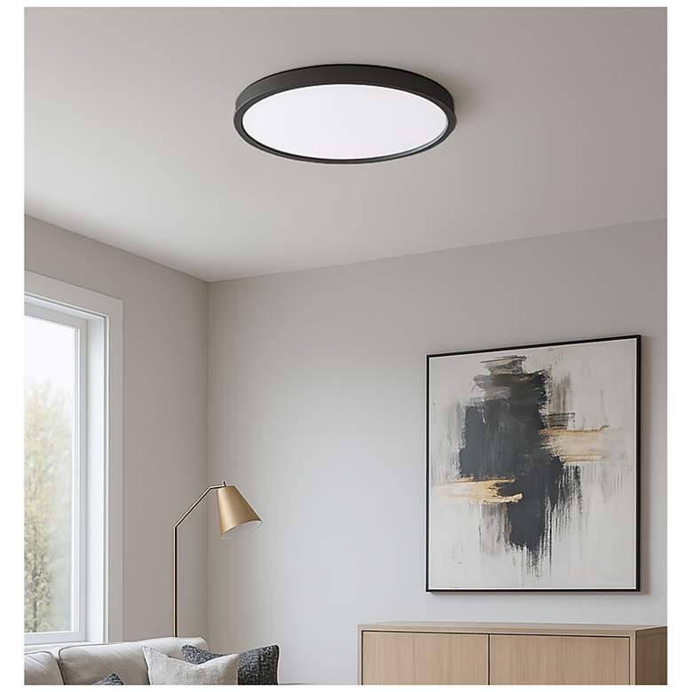Image 2 Edge Round Large 24" Wide Black LED Ceiling Light with White Acrylic Shade more views