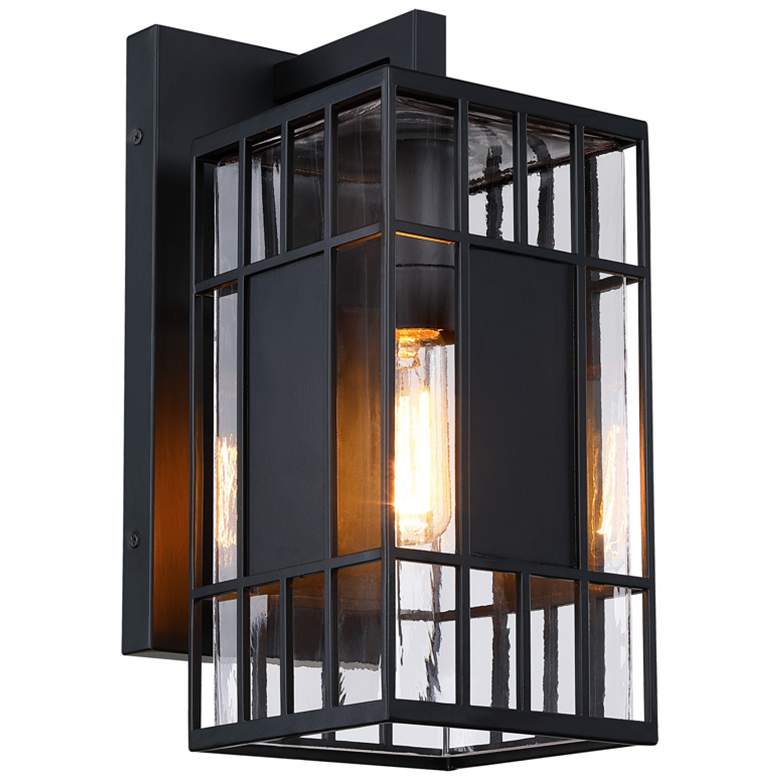 Image 1 Edgehill 6.5 in. 1-Light Black Outdoor Wall Sconce Light for Porches