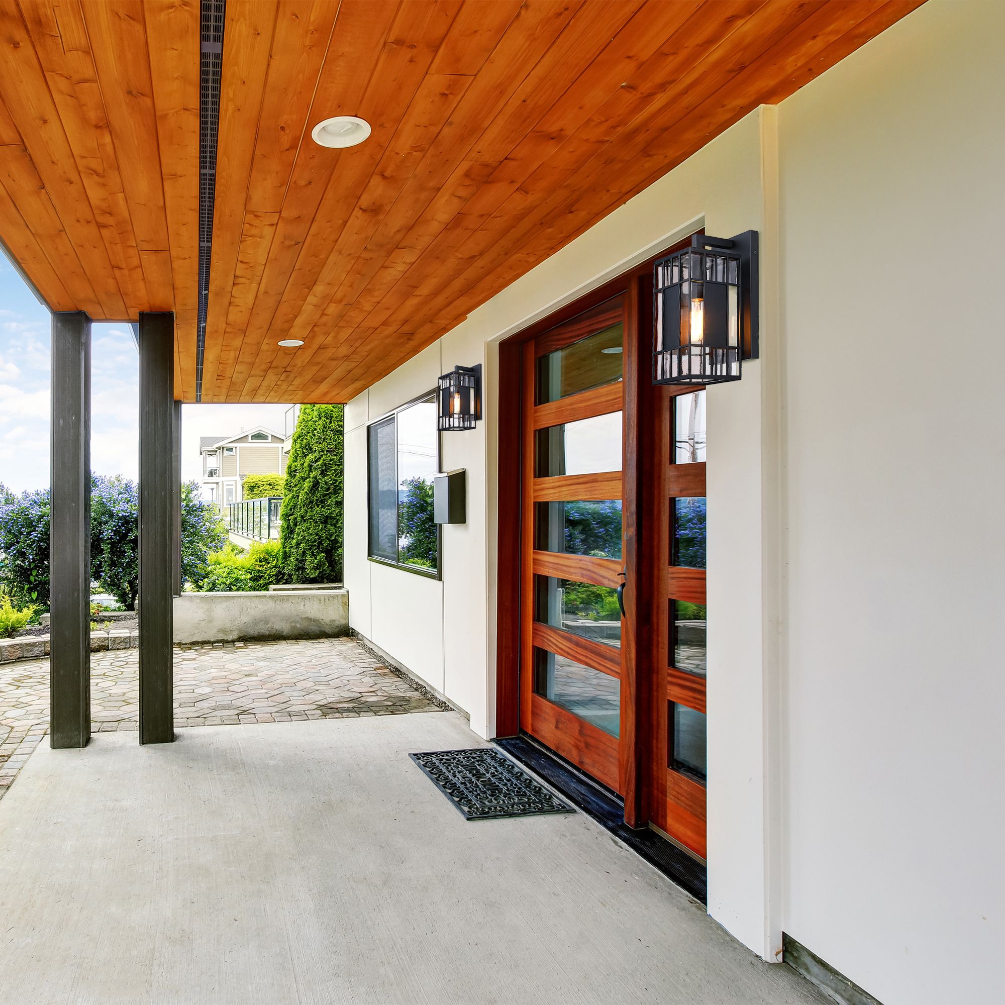 Image 4 Edgehill 6.5 in. 1-Light Black Outdoor Wall Sconce Light for Porches more views