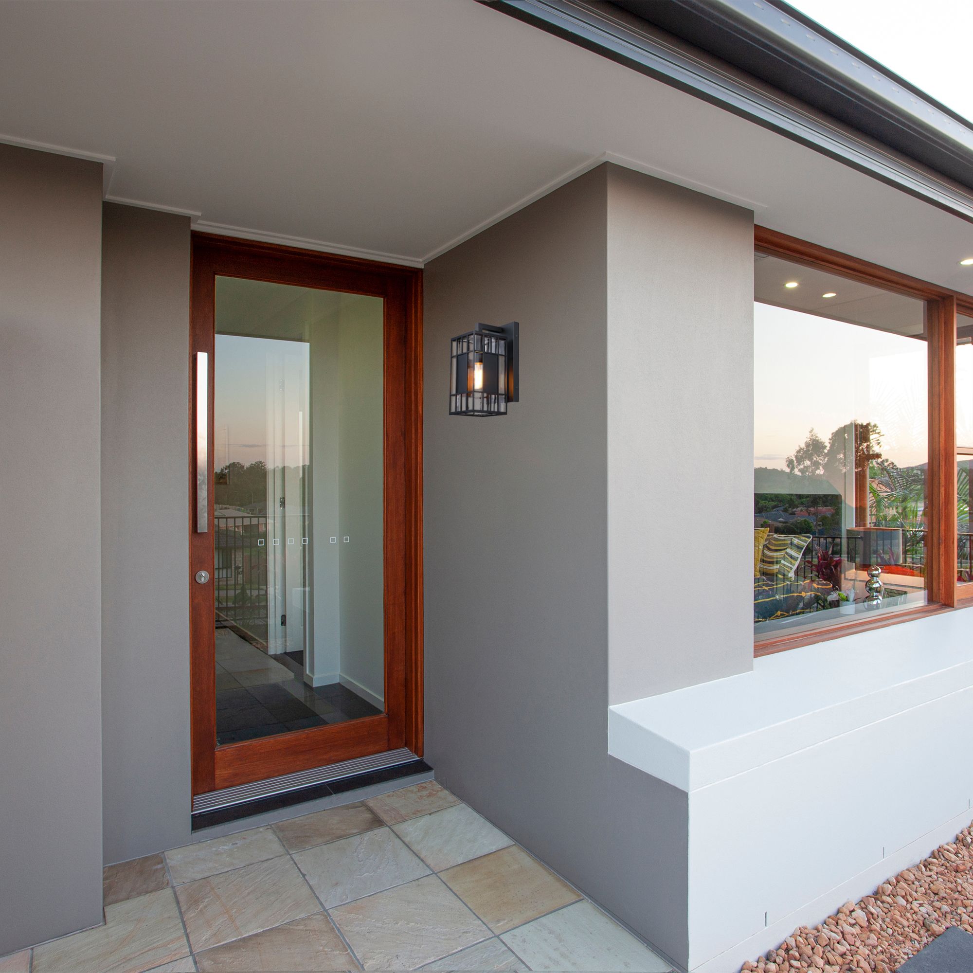 Edgehill 6.5 in. 1-Light Black Outdoor Wall Sconce Light for Porches