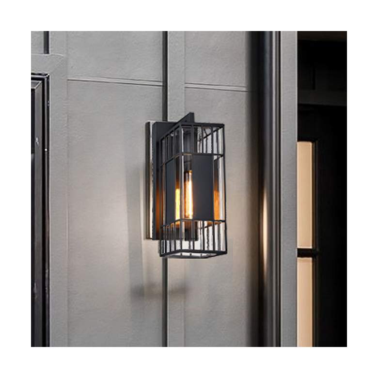 Image 1 Edgehill 6.5 in. 1-Light Black Outdoor Wall Sconce Light for Porches
