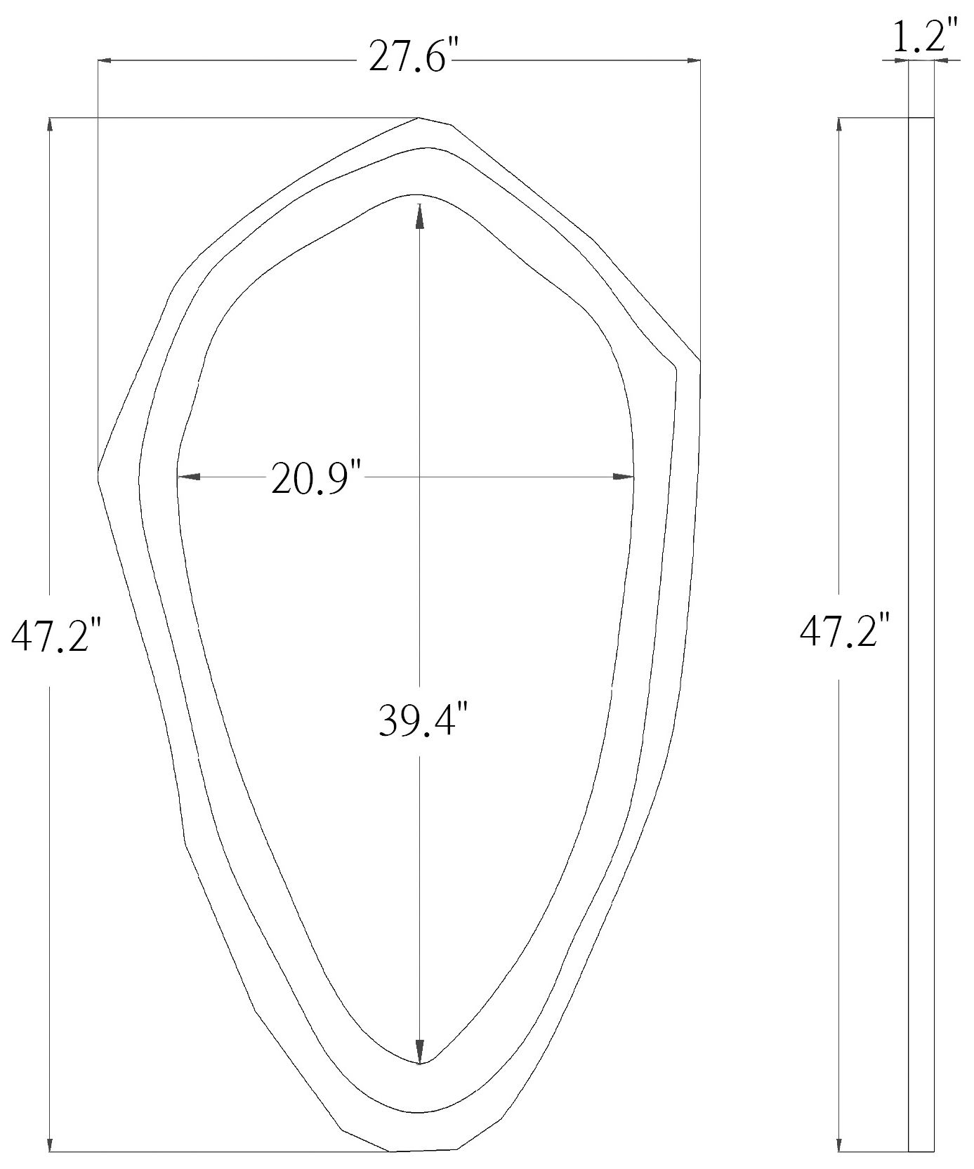 Image 3 Edgelux 27.6" x 47.2" Black Gold Irregular Wall Mirror more views