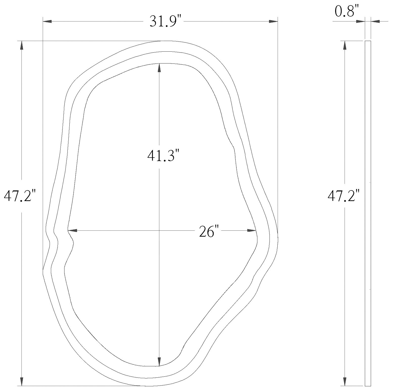 Image 2 Edgelux 31.9" x 47.2" Black Silver Diamond Decorative Irregular Wall Mirror more views
